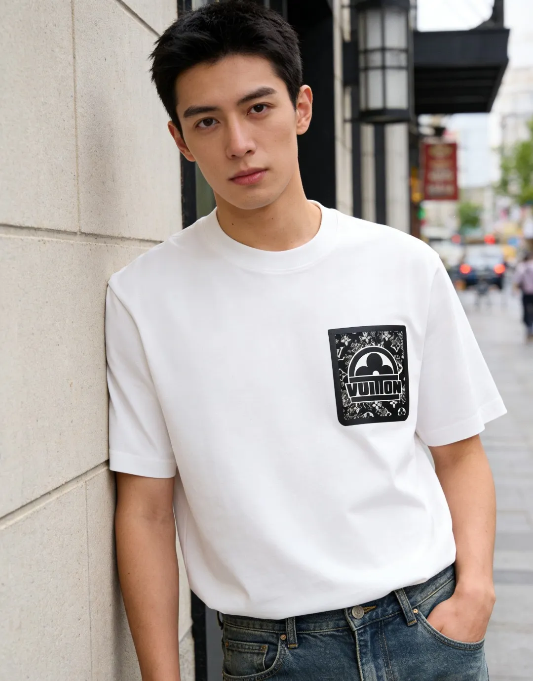 Louis Vuitton/Louis Vuitton presbyopic fake pocket printed short sleeves